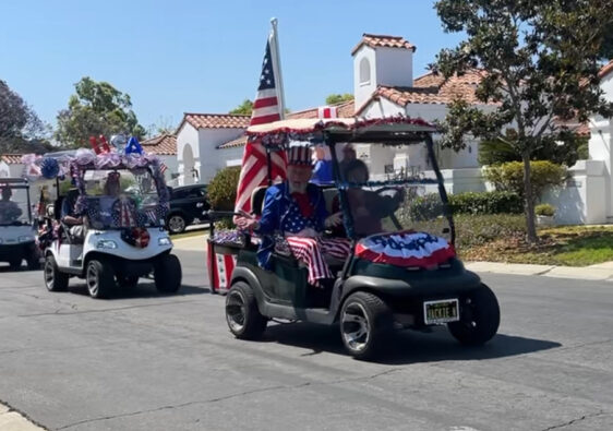 Ocean Hills Country Club - 4th of July Golf Cart Parade - Cart with multiple flags