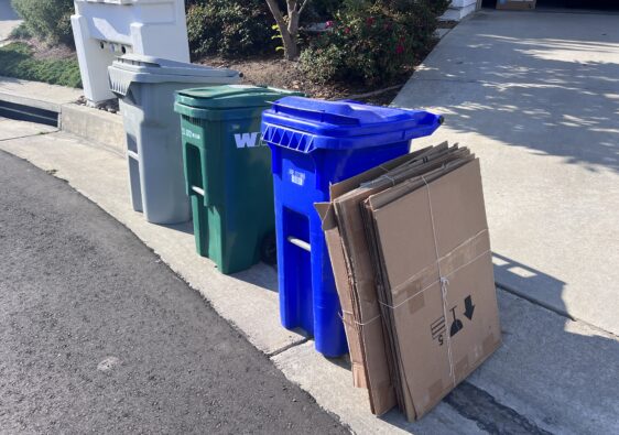 Recycling and composting bins at Ocean Hills Country Club